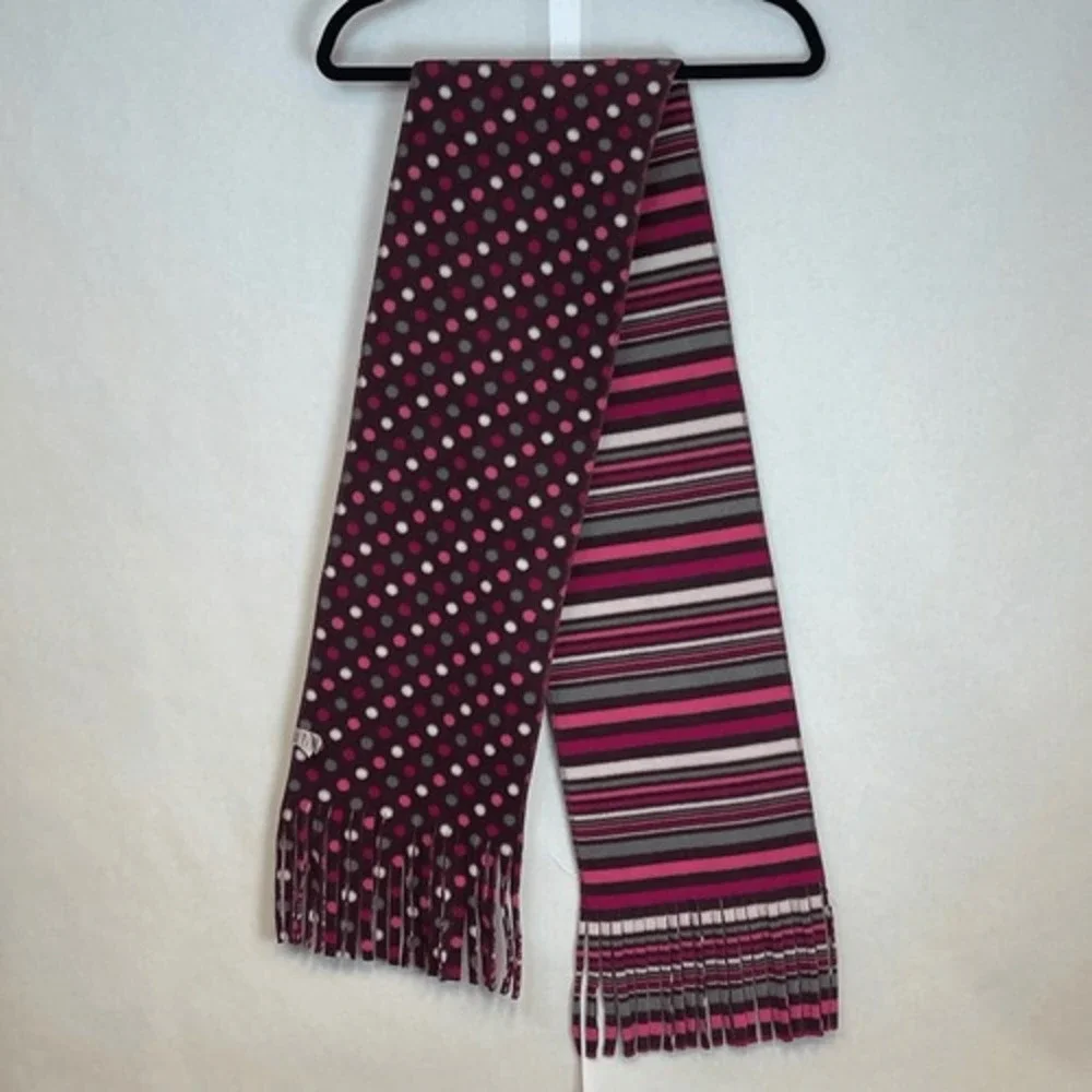 JOE BOXER Fleece Scarf‎ Women's OSFM Multicolor Polka Dot Stripe Fringe Design